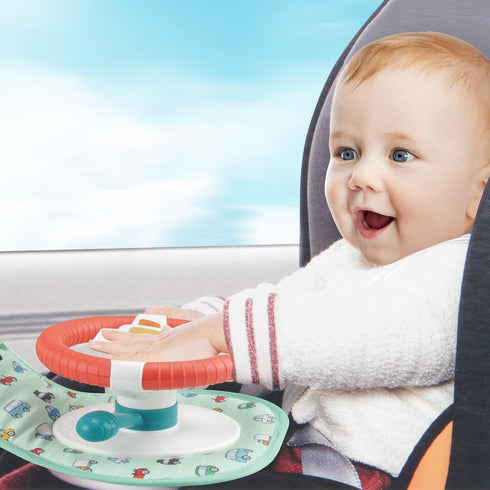 6-12 COVTOY Baby Car Seat Toys for Infants with Mirror, Steering Wheel, Music Lights, Driving Sounds - Months