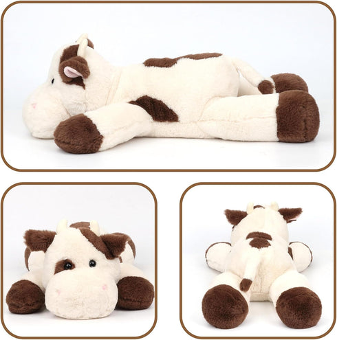 (20" 3.3 lbs) Weighted Cow Stuffed Animal Soft Weighted Plushes Cute Cow Plush Toy Birthday Gifts for Boys Girls Kids