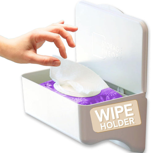 Storage Theory Bathroom Wipes Holder Dispenser with Shelf Restroom Organizer & Wipe