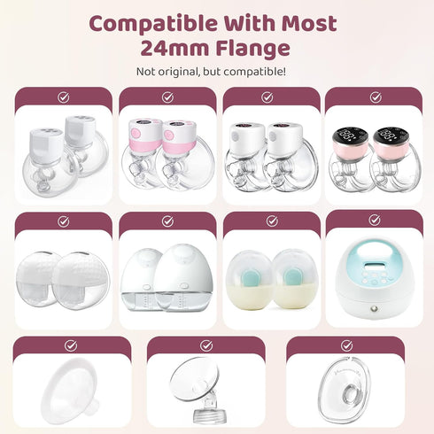 10PCS 13/15/17/19/21mm, 24mm Flange Sizing Kit with Flange Inserts Silicone Breast Pump Flange Insert Kit