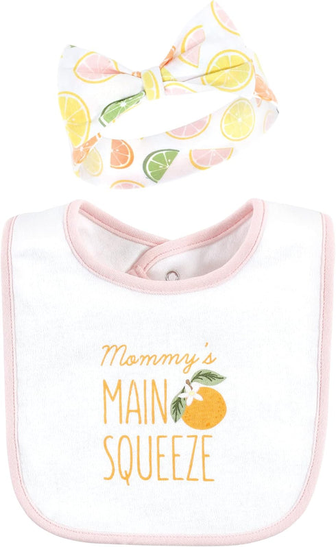 Set Hudson Baby Unisex Baby Cotton Bib and Headband