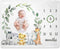 Safari Milestone Blanket, Jungle Wild Animals Baby Growth Chart, 50"x40" for New Moms