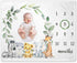 Safari Milestone Blanket, Jungle Wild Animals Baby Growth Chart, 50"x40" for New Moms