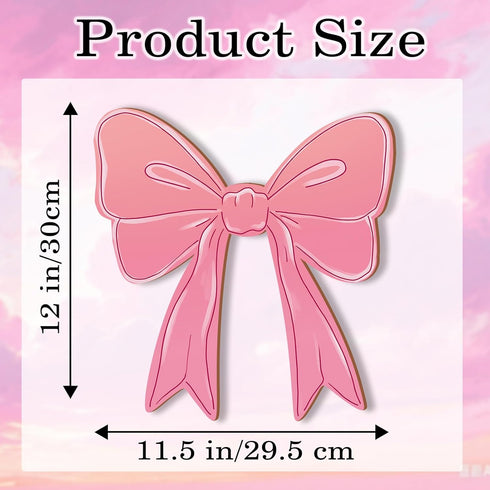 KOYILTD Pink Bow Decor Cute Bow Wooden Hanging Sign Pink Room Decoration Wooden Coquette Wall Art Preppy Room Decor