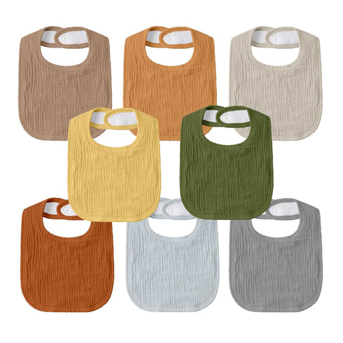 GLLQUEN BABY Muslin Drool Bibs - 8 Pack for Boys & Girls, Adjustable Baby Bibs for Drooling and Teething