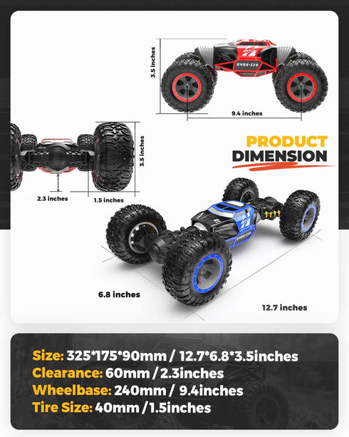 BEZGAR 1:14 Scale 4WD RC Crawler Truck, 15 Km/h All Terrain Electric Toy Car with Rechargeable Battery for Kids