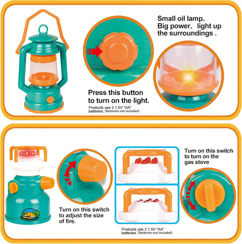 FUN LITTLE TOYS Kids Camping Gear Set - Pop Up Tent Outdoor Toys Camping Tools Set for Kids