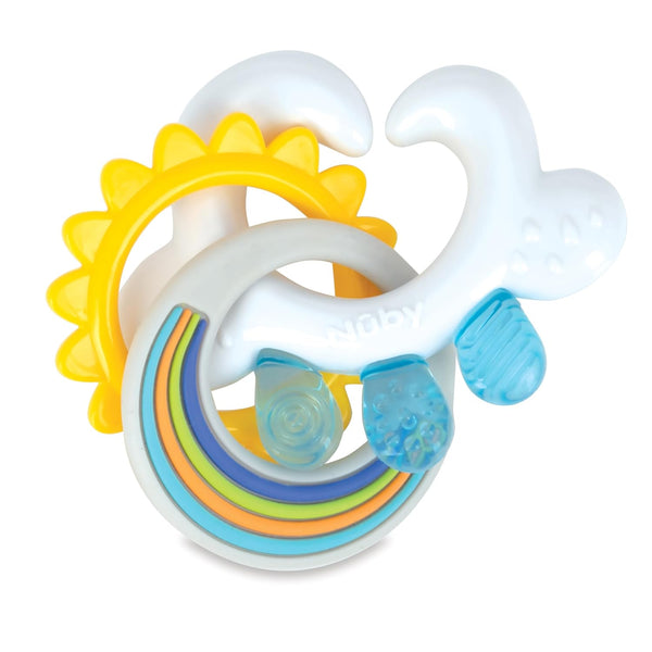 Nuby Cloud Teether with Sun and Silicone Rain Links, 3+ Months