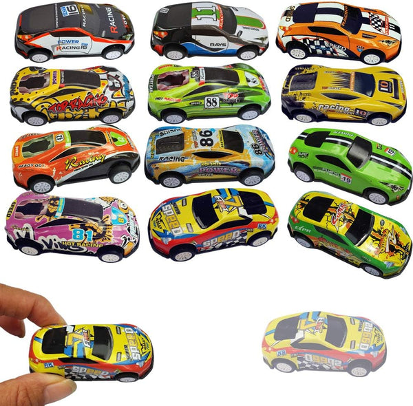 12 Pull Back Racing Cars Die Cast Vehicles Playset, 2.7 Inch Metal Friction Powered Car Toys for Toddlers