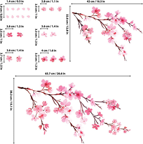 DECOWALL DS12-2003P1903 Watercolor Cherry Blossoms Wall Stickers, Peel and Stick Removable Wall Decals for Kids Nursery