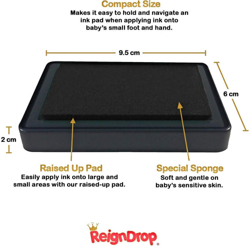 ReignDrop Ink Pad for Baby Footprint & Handprint - Impressive Keepsake Stamp for Kids, Smudge Proof, Acid Free (Pink)