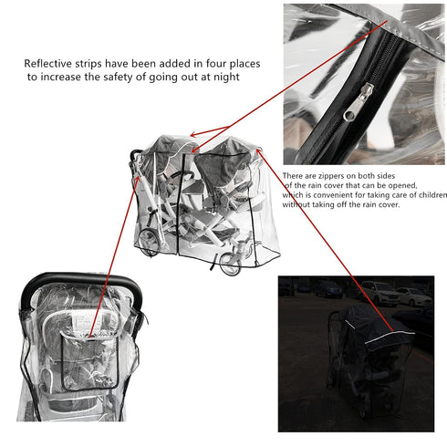 Ezkindheit Double Stroller Rain Cover,Rain Cover for Double Tandem Stroller,Big Size Universal Rain and Wind Cover