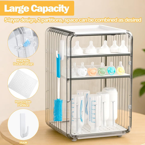 Countertop XANGNIER Baby Bottle Organizer,Clear Baby Bottle Storage Organizer for and Cabinet,with Drying Rack