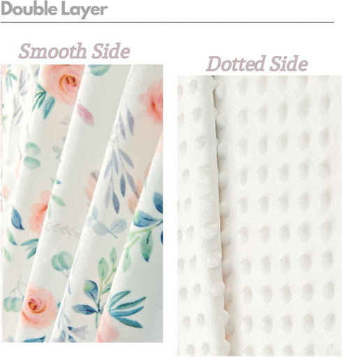 Baby Plush Minky Blanket, Double Layer with Dotted Backing for Baby Girl or Boy, Green Leaf