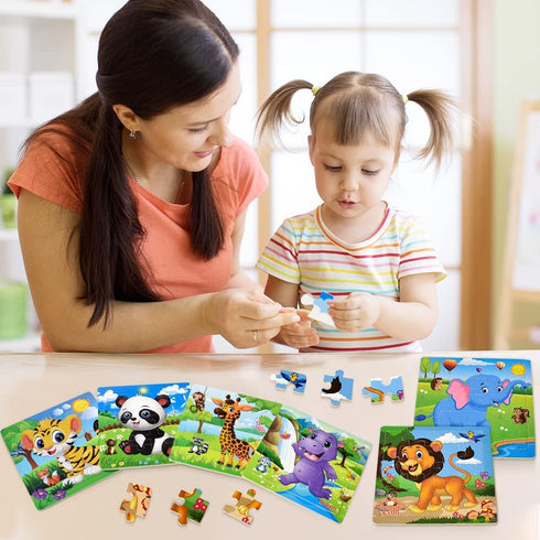 CHAFIN 3-5 Sets 3 4 5+ Pack 6 (20 Puzzles for Kids Ages Toddler Wooden Toys Montessori Learning Education Preschool