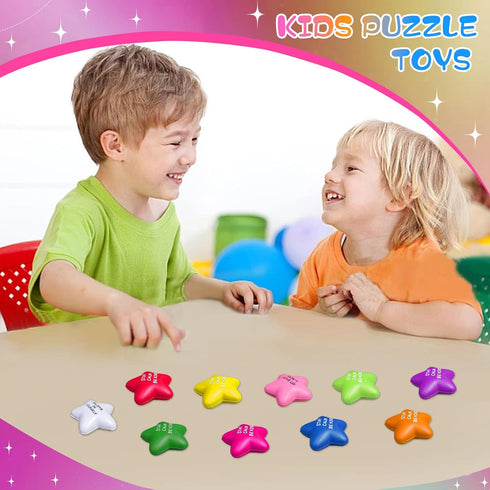 100PCS SHQDD Bulk Star Stress Balls for Adults & Kids - Motivational Quotes Soft Foam Stress Relief Squeeze Toys