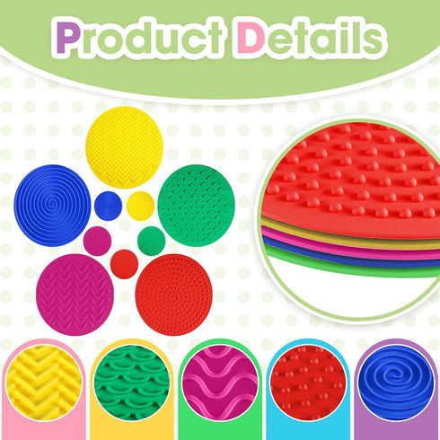 10 Lenwen Pcs Sensory Mat Discs Sensory Stepping Circles Pads Textured Tactile Toys Stimulation for Calming Play