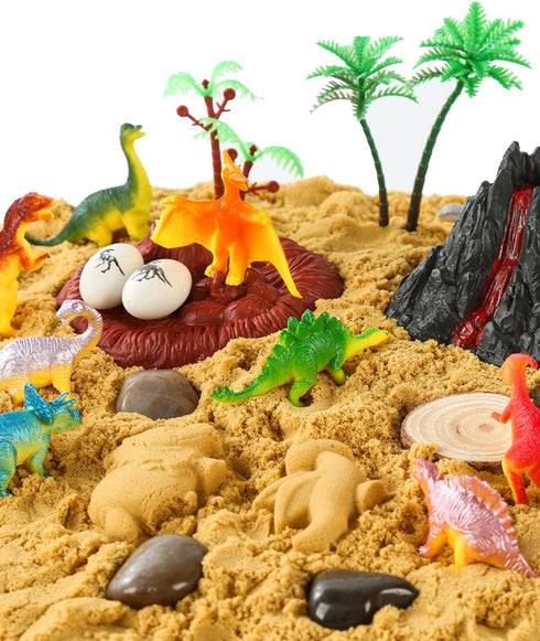 sikmcle 3-6+ Dinosaur Sensory Bin Toy for Kids Dinosaur Toys and Play Sand Kit for Boy Sensory Bin Filler and Toddler