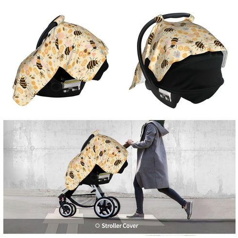 Sweet Honey Cute Bees Baby Car Seat Canopy Nursing for Breastfeeding Multi-Use Infant Stretchy Carrier Carseat Winter