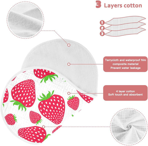 WELLDAY Set 1, 22 11 Inch Muslin Baby Burp Cloths of Soft Absorbent Cute Strawberry Muslin Washcloths, Bibs, Face Towel