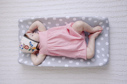 Changing Pad Cover Set - Cradle Sheet 2 Pack, 100% Jersey Cotton Grey Abstract Stripes and Dots by Ely's & Co