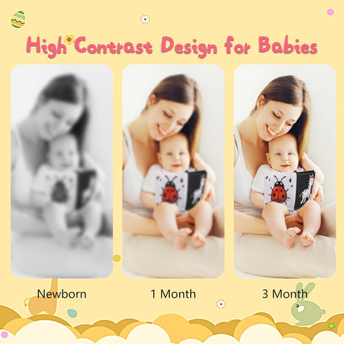 High Contrast Black and White Baby Toys for Newborn, Tummy Time Sensory Toys, Montessori Gifts for 0-12 Months