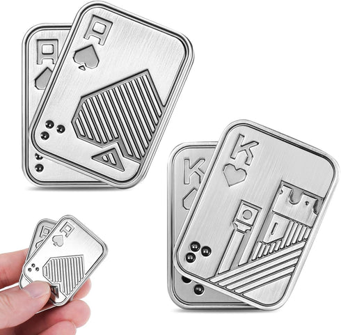 2 Pcs Metal Poker Fidget Slider,Magnetic EDC Fidget Toys,Stress Relief Poker Push