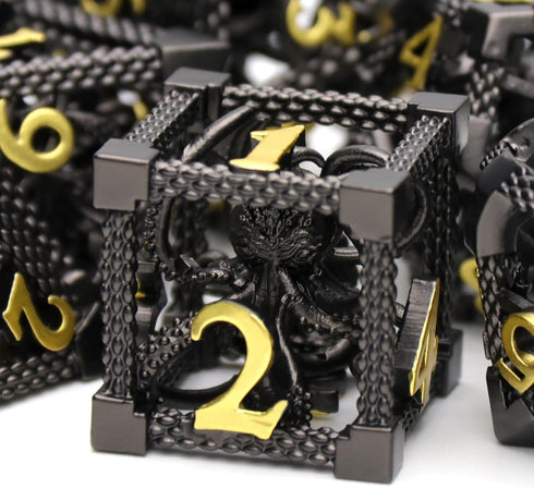 Set DND Dice, Dungeons and Dragons Metal Dice Polyhedral Role Playing Gaming HNCCESG Hollow Cthulhu Dice for Table Game