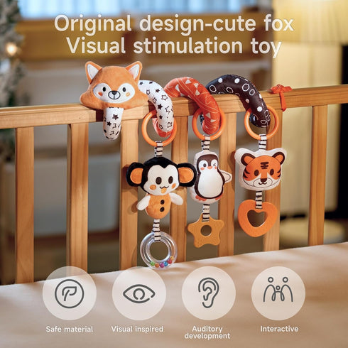 TUMAMA KIDS 3 0-12 TUMAMA Baby Car Seat Toys, Black and White High Contrast Newborn Infant Hanging Toys, Crib Stroller