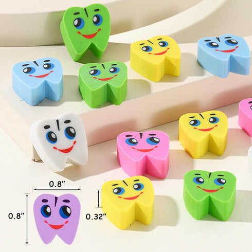 Kaemi 50Pcs Mini Erasers, Cute Large Teeth Erasers for Kids, Bulk Classroom Prizes, Fun Toys, Party Favors for Ages 8-12