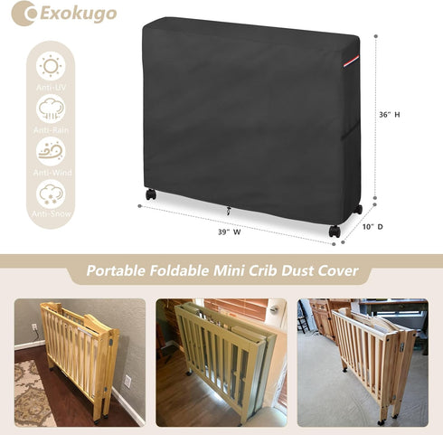 Crib Cover for Portable Foldable Mini Crib, Ease Transportation in Hotel, Extend Life , Protects from Dirt, Dust