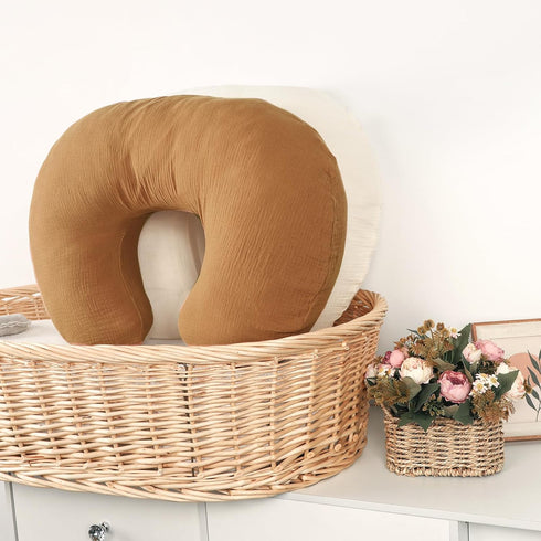 2 Pack, GFU Muslin Nursing Pillow Covers Soft Feeding Pillow Slipcover for Breastfeeding Moms, Removable Case for Baby