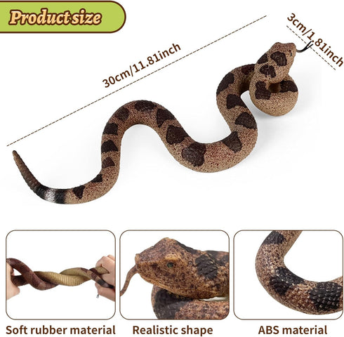 LRCXL Realistic Fake Snakes Toy Soft Rubber Snakes to Keep Birds Away - Rattlesnake Toys for Garden Props to Keep Birds
