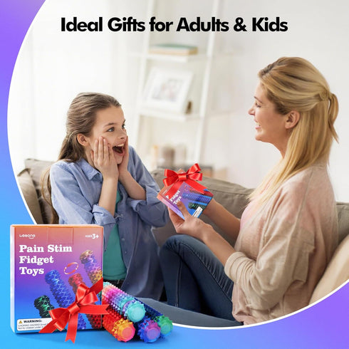 (4 Pack) Fidget Toys Adults Pain Stim: Rotating Spiky Grippie for Pain Stim - Stress Toys for ADHD Autism Kids Calming