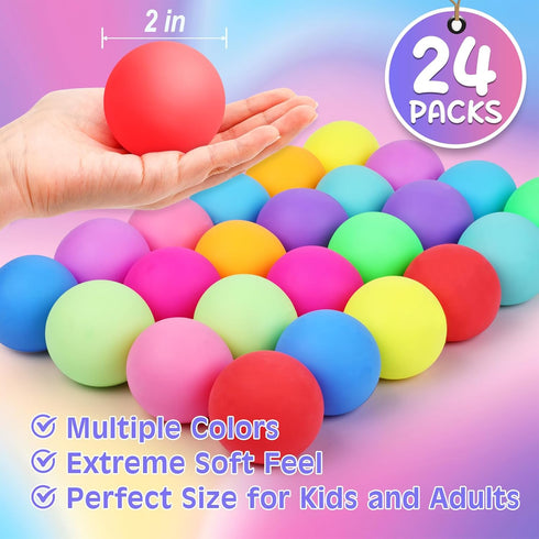 24 Pack Stuffers(2") Stress Balls for Kids Adults,Slow Rising Stress Ball, Fidget Toys for Anxiety Relief,Hand Therapy