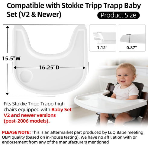 (V2+ Set) Baby High Chair Tray Compatible with Stokke Tripp Trapp Baby Replacement Feeding Tray with Built-In Cup