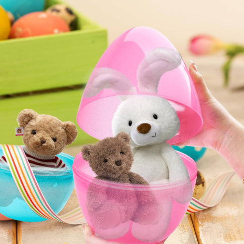 HSLCGF 6 Pack 10 Inch Translucent Fillable Easter Eggs Jumbo Easter Eggs Empty Large Eggs Bulk Colorful Bright Plastic