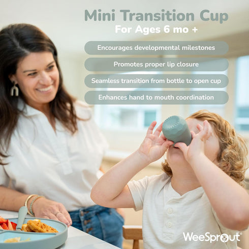 Set 2 Oz, 10 Oz 2 6+ WeeSprout First Feeding - Silicone Baby Training Cup Suction Bowl with Lid & Baby Led Weaning