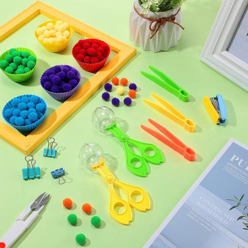 142 Set 12 8 2 120 Counting Pieces Fine Motor Skills Handy Scooper Sensory Bin Filler Includes Sorting Bowls, Tweezers