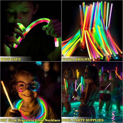 TURNMEON 360 Pack Patriotic Glow Sticks, Glow In The Dark Party Supplies with Connectors