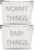 Fywelixc Mommy and Baby Canvas Pouch Set 2pcs Zipper Organizer Bags for Diaper