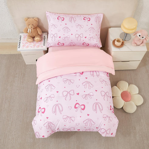 4 Set Set URBONUR Piece Toddler Bedding - Soft and Breathable Crib Bedding for Girls, Includes Comforter, Fitted Sheet