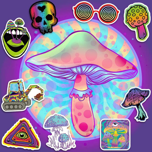 Trippy Stickers for Adults, Waterproof (50 Pcs) for Kindle, Water Bottles, Scrapbook