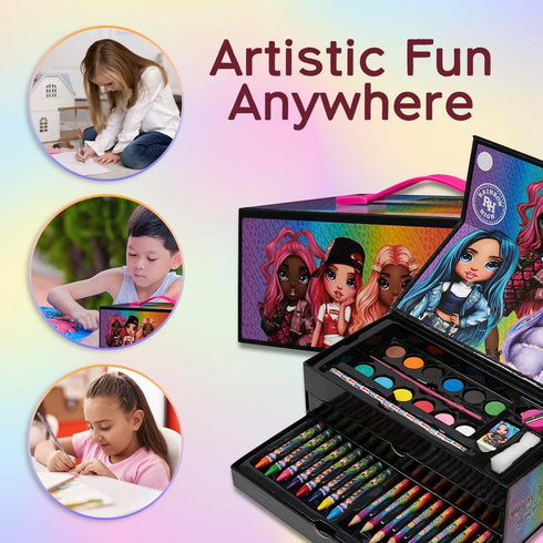 Rainbow High Art Set Kids, 40 Plus Pieces Colouring Sets with Paints, Colouring Pencils, Markers for Girls Gifts