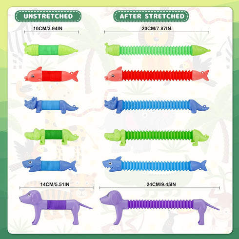 20 3-8 PCS Animal Pop Tubes Fidget Toys, Party Favors Toddlers Kids Travel Entertainments, Classroom Prizes,Carnival
