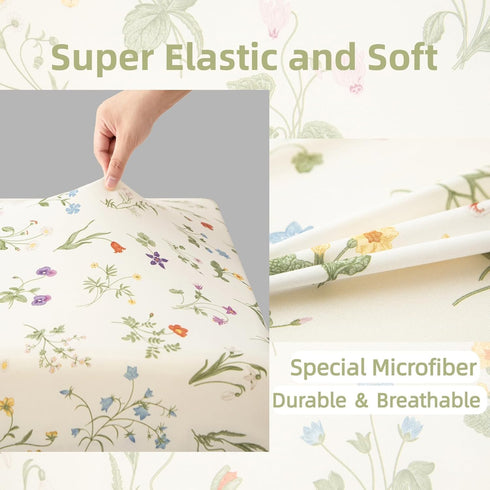 2 Pack 5228 SDIII Floral Crib Sheets for Baby Girl Stretchy Microfiber Jersey Knit Fall Crib Sheets Floral for Standard