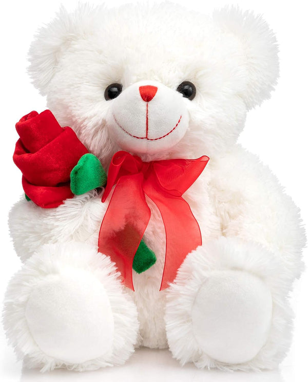 HollyHOME Teddy Bear Stuffed Animal Rose Bear with Red Bow Soft Plush
