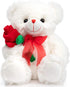 HollyHOME Teddy Bear Stuffed Animal Rose Bear with Red Bow Soft Plush