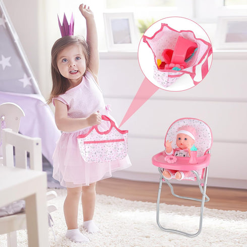 Set deAO Baby Doll Stroller Crib Bed Nursery Role Play Baby Doll Accessories and Play Mat,Travel Cot,Bouncer,Foldable