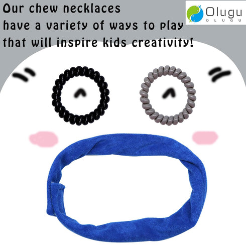 16 Pack Sensory Necklaces for Chewing Boys Girls, Stretchy Coil Bracelets Chewing Necklace for Kids Sensory